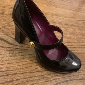 Black Patent Coach Mary Jane Heels